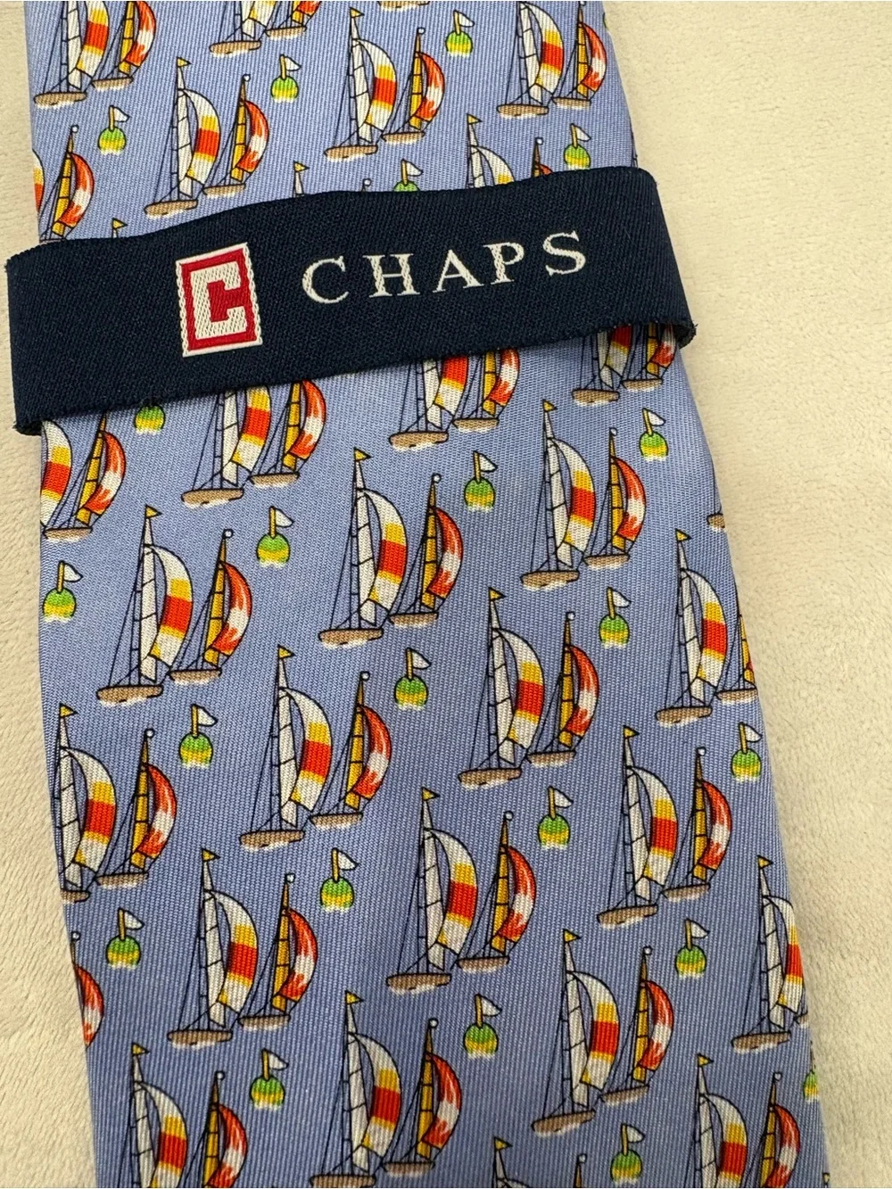 Chaps Men's Light Blue sailboat Patterned Silk Tie